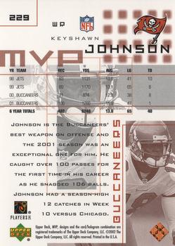 2002 Upper Deck MVP #229 Keyshawn Johnson Back