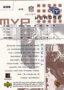 2002 Upper Deck MVP #239 Jevon Kearse Back