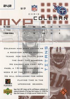 2002 Upper Deck MVP #242 Chris Coleman Back