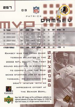 2002 Upper Deck MVP #257 Patrick Ramsey Back