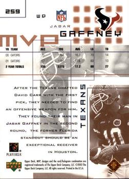 2002 Upper Deck MVP #259 Jabar Gaffney Back