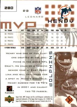 2002 Upper Deck MVP #280 Leonard Henry Back