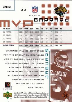 2002 Upper Deck MVP #282 David Garrard Back