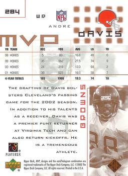 2002 Upper Deck MVP #284 Andre Davis Back