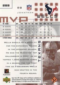 2002 Upper Deck MVP #289 Jonathan Wells Back