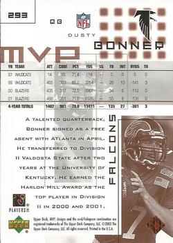 2002 Upper Deck MVP #293 Dusty Bonner Back