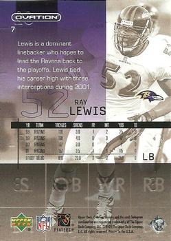 2002 Upper Deck Ovation #7 Ray Lewis Back