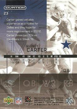 2002 Upper Deck Ovation #23 Quincy Carter Back