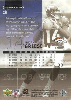 2002 Upper Deck Ovation #26 Brian Griese Back