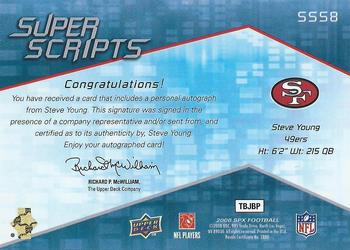 2008 SPx - Super Scripts Autographs #SSS8 Steve Young Back