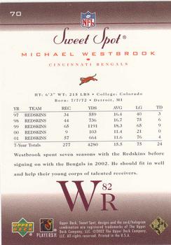 2002 Upper Deck Sweet Spot #70 Michael Westbrook Back