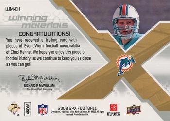 2008 SPx - Winning Materials Jersey Number Dual 25 #WM-CH Chad Henne Back