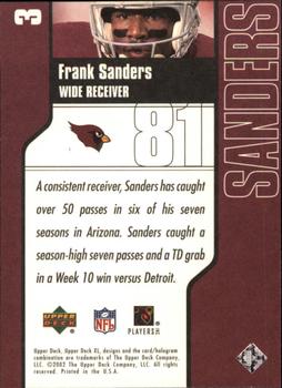 2002 Upper Deck XL #3 Frank Sanders Back