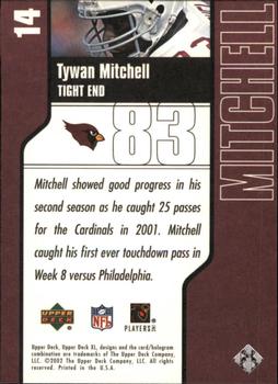 2002 Upper Deck XL #14 Tywan Mitchell Back