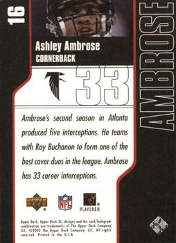2002 Upper Deck XL #16 Ashley Ambrose Back