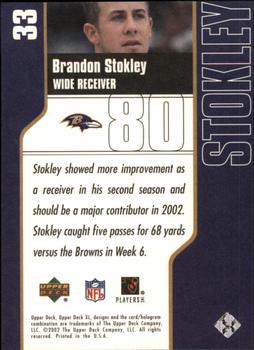 2002 Upper Deck XL #33 Brandon Stokley Back