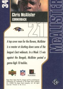 2002 Upper Deck XL #34 Chris McAlister Back