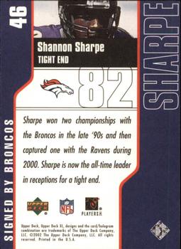 2002 Upper Deck XL #46 Shannon Sharpe Back