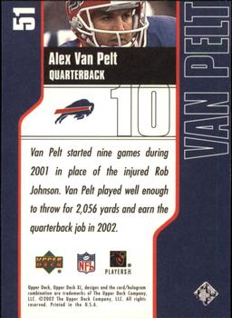 2002 Upper Deck XL #51 Alex Van Pelt Back