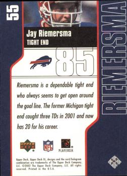 2002 Upper Deck XL #55 Jay Riemersma Back