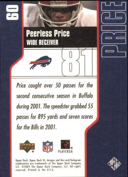 2002 Upper Deck XL #60 Peerless Price Back