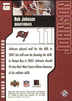 2002 Upper Deck XL #61 Rob Johnson Back