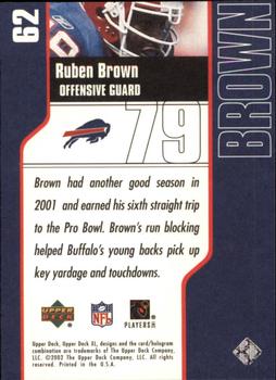 2002 Upper Deck XL #62 Ruben Brown Back