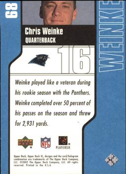 2002 Upper Deck XL #68 Chris Weinke Back