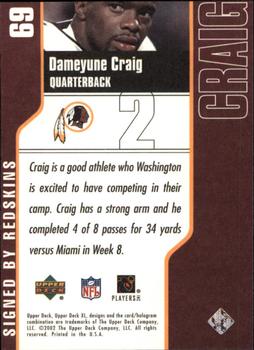 2002 Upper Deck XL #69 Dameyune Craig Back
