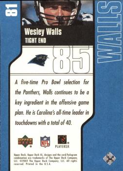 2002 Upper Deck XL #81 Wesley Walls Back