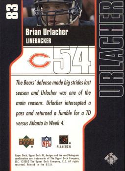 2002 Upper Deck XL #83 Brian Urlacher Back