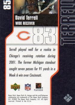 2002 Upper Deck XL #85 David Terrell Back