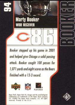 2002 Upper Deck XL #94 Marty Booker Back