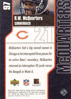 2002 Upper Deck XL #97 R.W. McQuarters Back