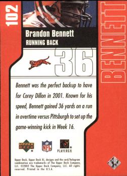 2002 Upper Deck XL #102 Brandon Bennett Back