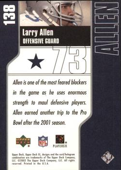2002 Upper Deck XL #138 Larry Allen Back
