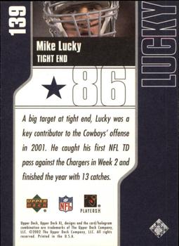 2002 Upper Deck XL #139 Mike Lucky Back