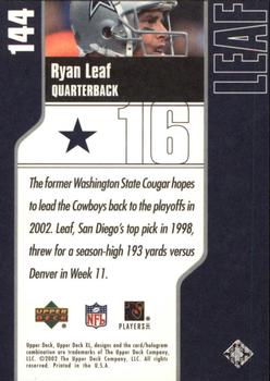 2002 Upper Deck XL #144 Ryan Leaf Back