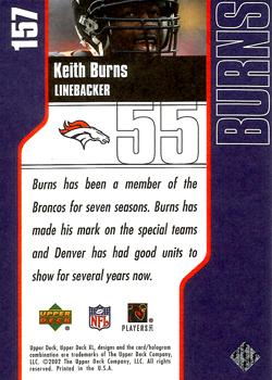 2002 Upper Deck XL #157 Keith Burns Back