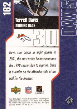 2002 Upper Deck XL #162 Terrell Davis Back