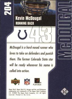 2002 Upper Deck XL #204 Kevin McDougal Back