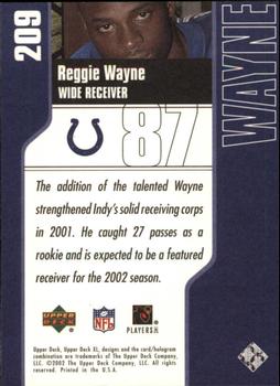 2002 Upper Deck XL #209 Reggie Wayne Back