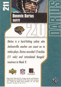 2002 Upper Deck XL #211 Donovin Darius Back