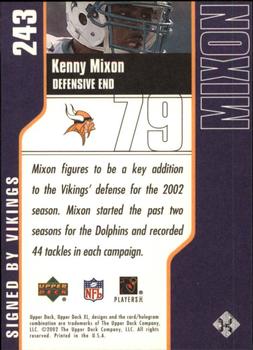 2002 Upper Deck XL #243 Kenny Mixon Back
