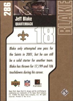 2002 Upper Deck XL #286 Jeff Blake Back