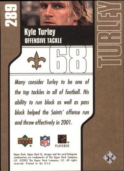 2002 Upper Deck XL #289 Kyle Turley Back