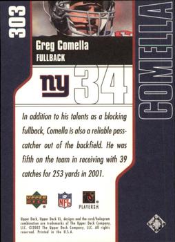 2002 Upper Deck XL #303 Greg Comella Back