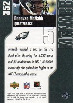 2002 Upper Deck XL #352 Donovan McNabb Back