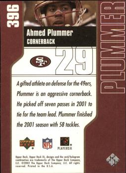 2002 Upper Deck XL #396 Ahmed Plummer Back