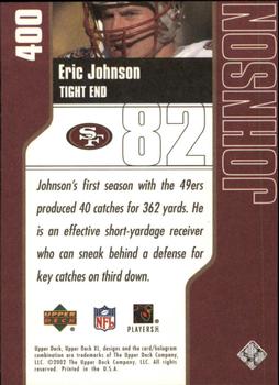 2002 Upper Deck XL #400 Eric Johnson Back